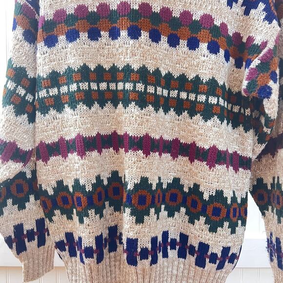 Vintage Timber Trail Sweater Women's M Striped Eclectic Grandpa Knit 80s 90s - Picture 5 of 8